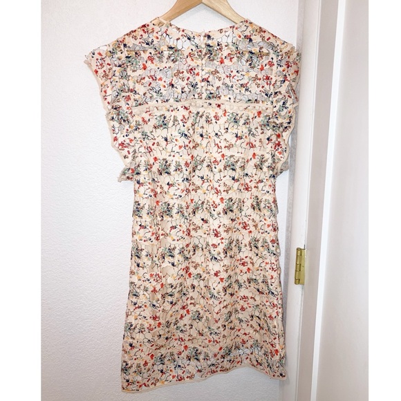 ANTHROPOLOGIE x TULAROSA Elba PomPom Lace Overlay Mini Dress Beige & Multi SZ: M - Picture 7 of 15